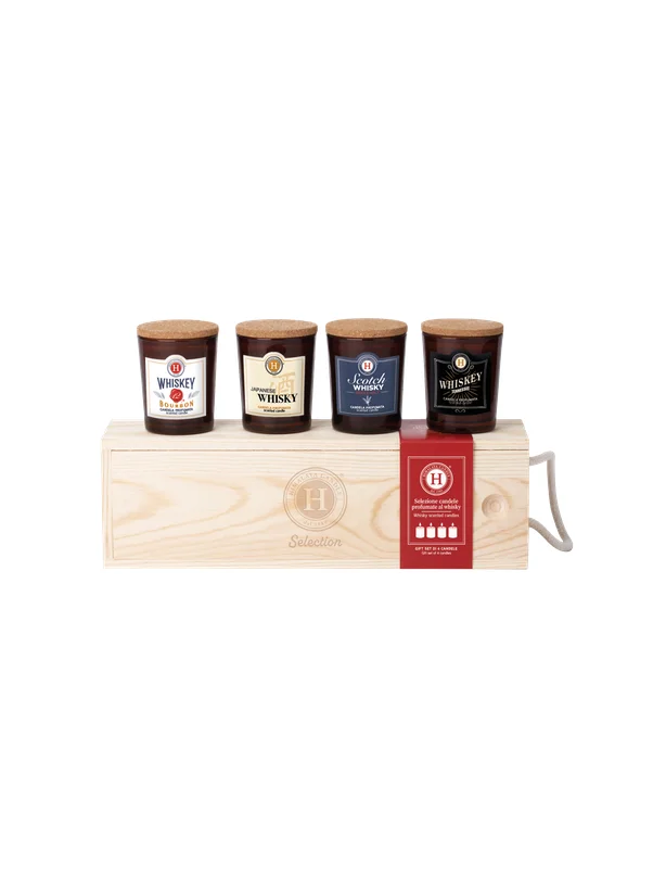 HIMALAYA CANDLE WHISKEY BOX LEGNO SELEZIONE CANDELE AL WHISKEY