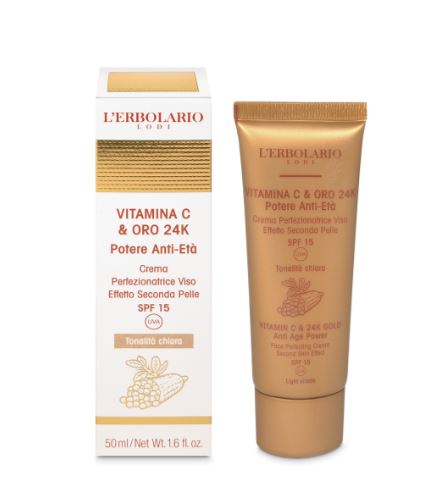 Vitamina C & Oro 24K Crema Perfezionatrice Viso Effetto Seconda Pelle SPF 15 Tonalità Chiara 50 ml