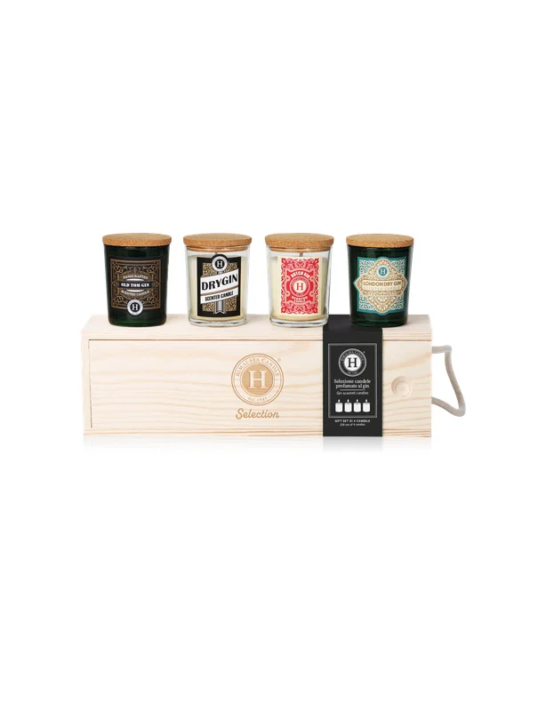 HIMALAYA CANDLE GIN BOX LEGNO SELEZIONE CANDELE AL GIN