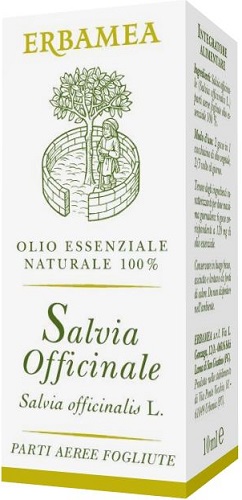 Salvia Officinale OLIO ESSENZIALE NATURALE PARTI AEREE FOGLIUTE 10 ml