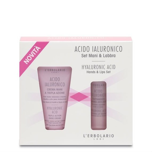 [978870917] Acido Ialuronico Set Mani & Labbra: Crema Mani 30 ml e Trattamento Labbra Anti Age 4,5 ml