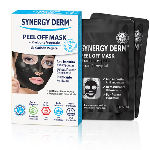 SYNERGY DERM PEEL OFF MASK AL CARBONE VEGETALE 4 TRATTAMENTI