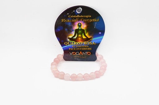 BRACCIALE ENERGETICO QUARZO ROSA PERLINE 8MM