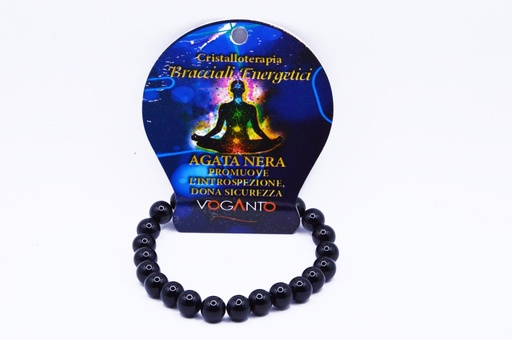 BRACCIALE ENERGETICO AGATA NERA PERLINE 8MM