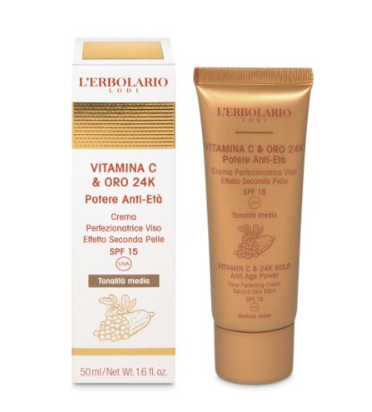 [988146813] Vitamina C & Oro Crema Perfezionatrice Viso Effetto Seconda Pelle SPF 15 Tonalità Media 50 ml