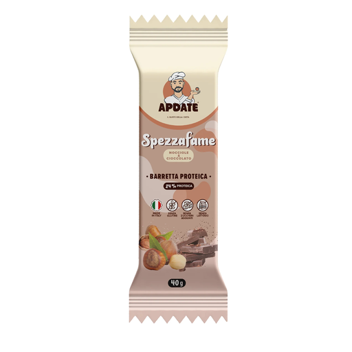 [987832033] BARRETTA PROTEICA SPEZZAFAME NOCCIOLE E CIOCCOLATO 40G