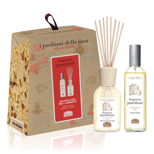 [945122733] HELAN PANETTONE SET PROFUMATORI PER L'AMBIENTE FRAGRANZA SPRAY + BASTONCINI AROMATICI